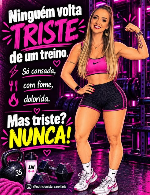 Nutricionista Carol Faria em conteúdo sobre treino